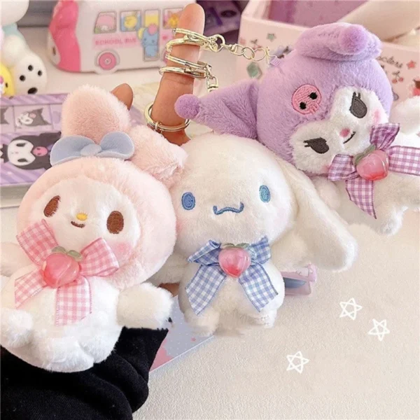 Kawaii Sanrio Plush Keychain Toy Hello Kitty My Melody Kuromi Cinnamoroll Cartoon Student Backpack Pendant Decoration Girl Gifts - Image 2