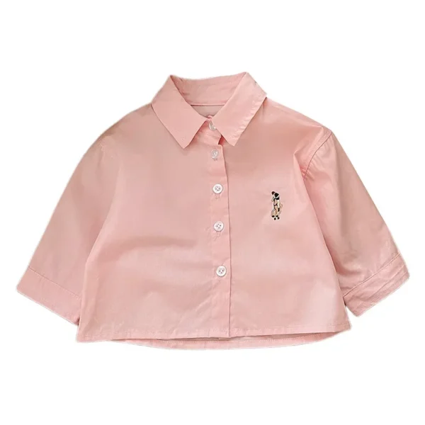 Boys Pure Cotton Long Sleeve Shirt Autumn Wear Children Baby Pink Spring Autumn Trendy Clothing Toddler Kids Fashionable Shirt - Image 5