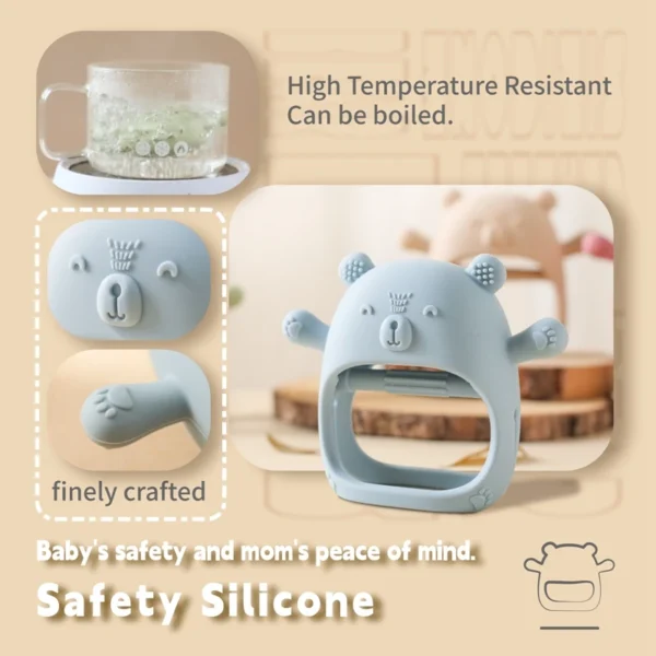 Baby Teether Gloves Kids Cartoon Bear Teething Silicone Dental Care Gums Anti-eating Hand ​Molar Stick BPA Free ​Baby Accessorie - Image 5