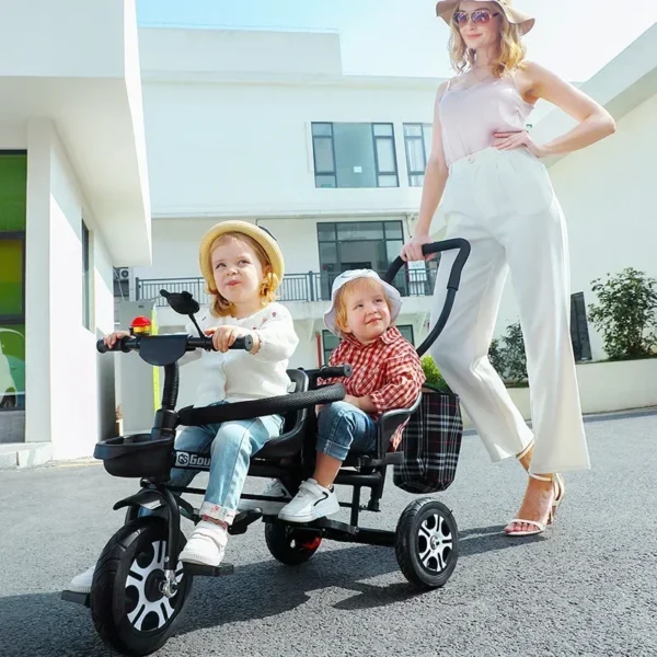 Children's Tricycle Twin Handcart Two Person Baby Bicycle Baby Lightweight Stroller Baby Stroller - Image 2