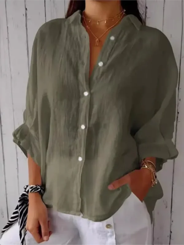 Loose Cotton Linen Shirts For Women Fashion Tie-back Lace-up Button Blouses And Tops 2024 Spring Summer Elegant Women's Shirt - Image 6