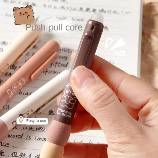 4PCS/Box Soft Cloud Grip Erasable Press Gel Pen ST Tip Quick Drying Ballpoint Pen Student 0.5mm Black Ink Office Accessories - Image 4