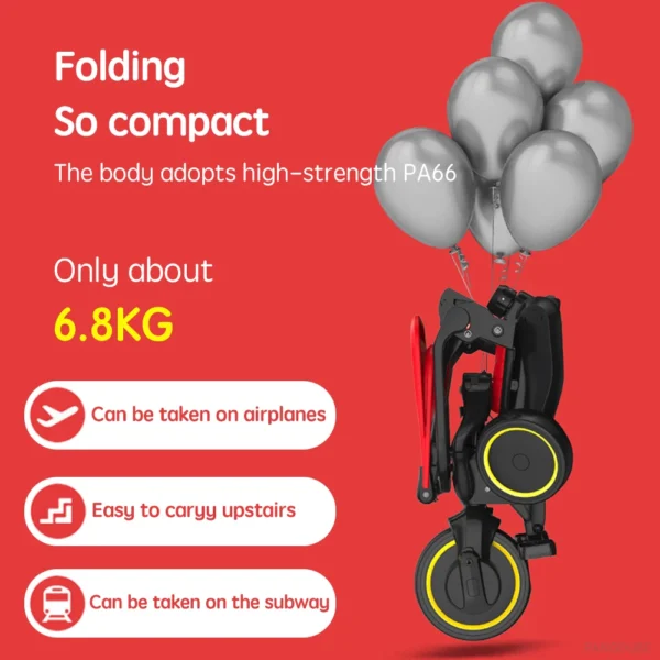 PANGDUBE Foldable Baby Stroller 6.8KG Lightweight Strollers for Baby 1~6 Years Old Portable Children's Tricycle Baby Cart - Image 3