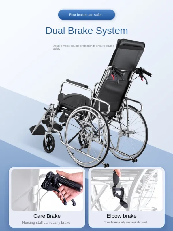 wheelchair for the elderly with toilet light portable folding multi-functional small manual old age walking trolley walkers - Image 6