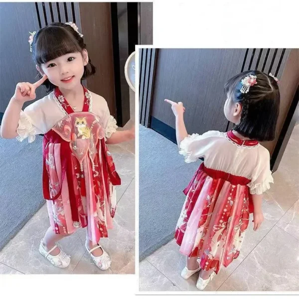 Fashion Ancient Girl Dress Children Clothing Streetwear Baby Tang Girls Casual Dresses Princess Summer Kids Hanfu Fairy - Image 2