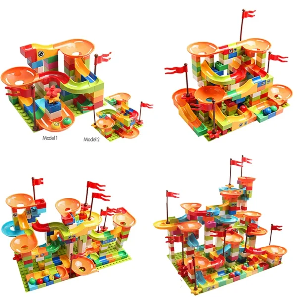 77-308PCS Sliding Rail Large Particle Building Blocks Marble Racing Run Building Blocks DIY Children's Educational Toys