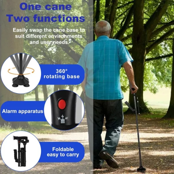Folding Crutches Walking Cane With LED Light Adjustable Lightweight Collapsible Anti-Slip Walking Stick Old Men Crutch For older - Image 5