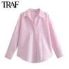 TRAF Women Fashion Long Sleeve Single-breasted Lapel Cotton Oxford Blouse Street Clothing Shirt Chic Ladies Crop Tops Mujer - Image 4