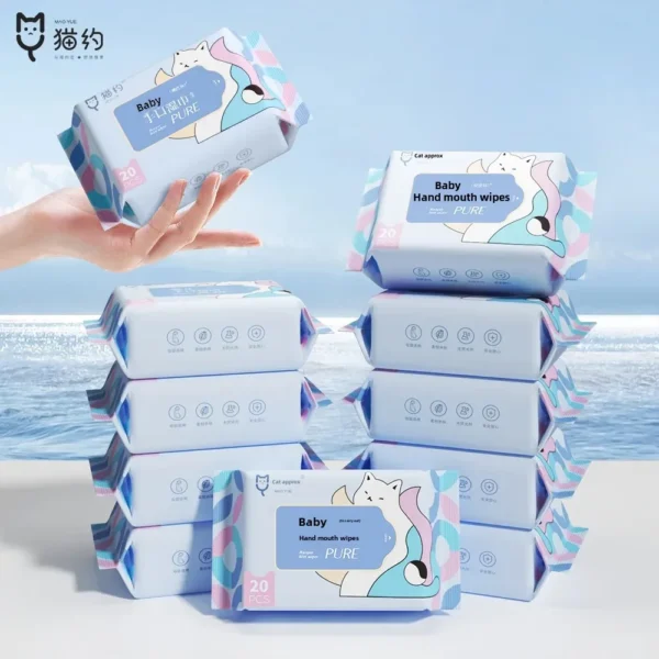 Thickened Disposable Baby Wet Wipes 20 Sheets Newborn Infant Portable Wet Paper Towels Cat Baby Mouth And Hand Special Use