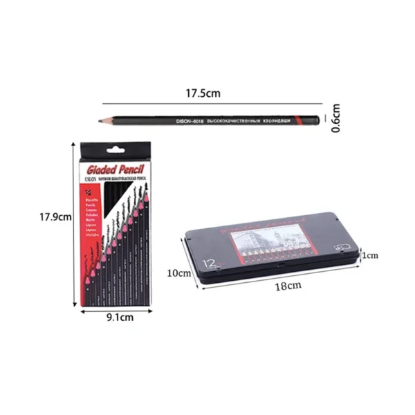 12Pcs/Set Wooden Pencils 2H-8B Professional Drawing Pencil Art Supplies Journal Writing Stationery Items School Acsesories Gift - Image 5