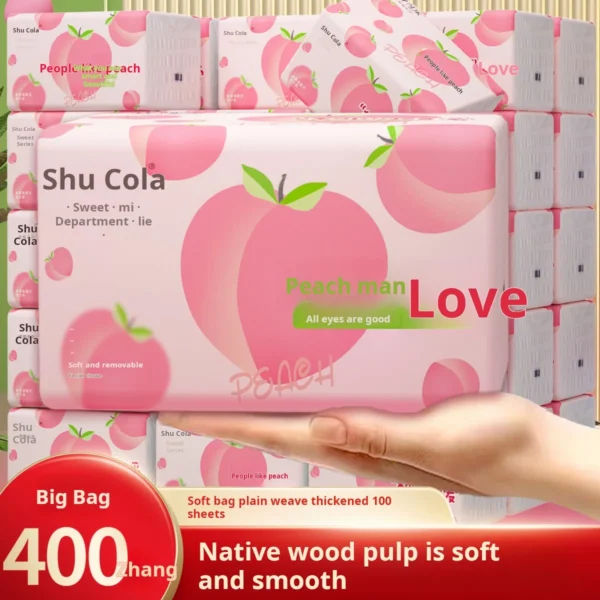 New 400 Sheets, 4-30 Large Bags Of Tissue Paper, Whole Box Of Large-sized Household Toilet Paper, Tissue Paper, Napkins - Image 3