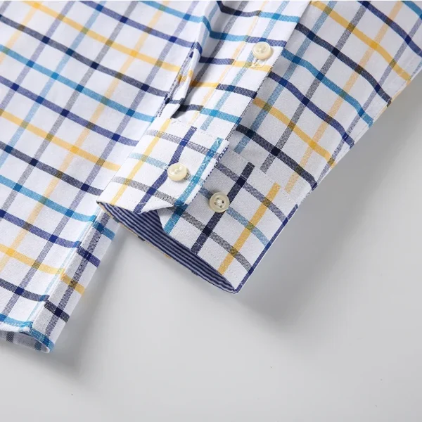 100% Pure Cotton Oxford Shirts for Men Long Sleeve Plaid Shirt Striped Male BusinessTartan Red Shirt Mans Designer Clothes - Image 5