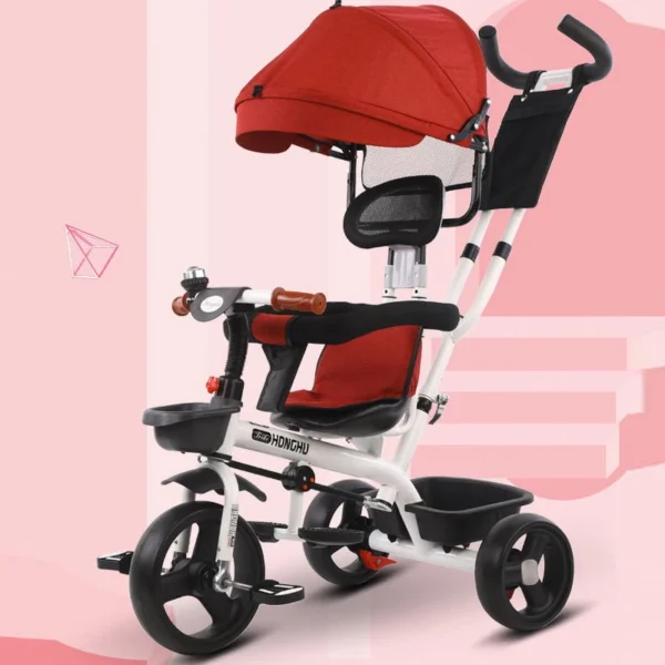 Child Tricycle Stroller Multi-function baby Bicycle Stroller Umbrella Car Three Wheels Baby Carriage With Basket For 1-6 Y - Image 6