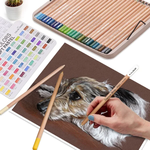 KALOUR 50 Piece Professional Soft Pastel Colored Pencil Wood Skin Tints Pastel Colored Pencils For Artist Coloring Art Supplies - Image 6