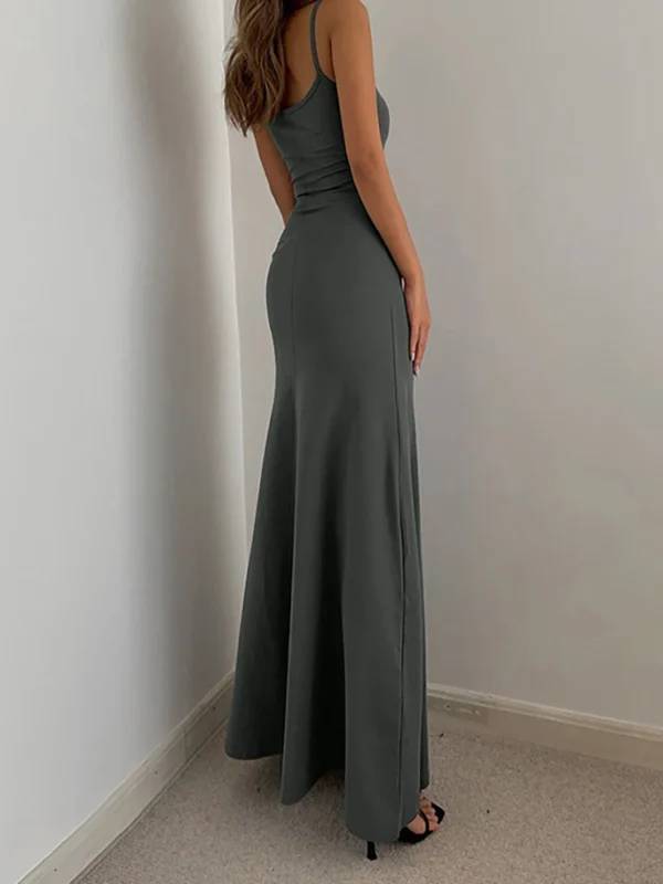 2025 Summer Women's New Fashion Simple Temperament Suspender Long Backless Slim Waisted Sexy Sweet And Spicy Casual Dresses - Image 3