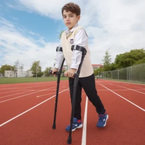 Forearm Medical Crutches for Kids,13 Level Height Adjustable Walking Crutches, Lightweight Aluminum Underarm Cane Walking Stick