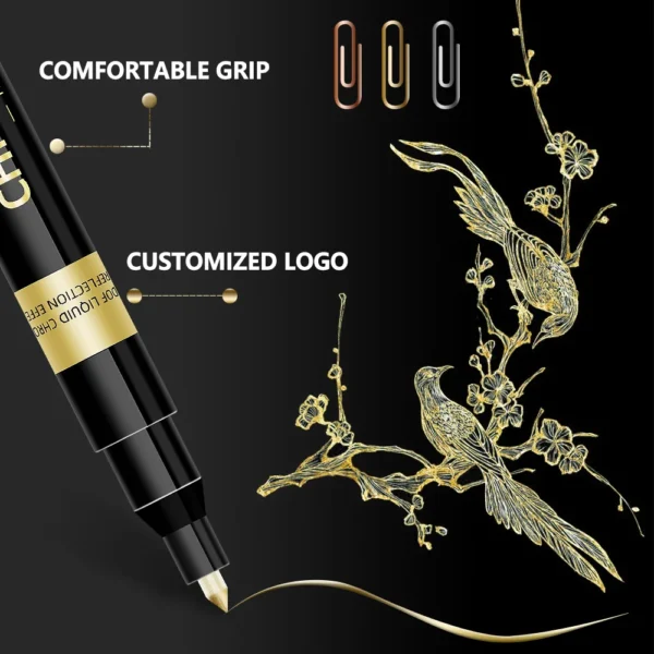 1Pcs Chrome Mirror Marker Pen 0.7mm 1mm 2mm DIY Reflective Paint Pen Permanent Gold Silver Copper Marker Model Painting Marking - Image 2