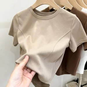 2025 Solid Basic Short Sleeve Womens Tshirt Casual Black White Fashion Top T Shirt Ladies Fashion Korean Tee Shirt Streetwear