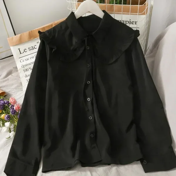 Spring Vintage Women Chiffon Shirts Korean Fashion Lace Up Loose Blouses Y2K Elegant Office Ladies Long Sleeve Outwear Tops New - Image 4