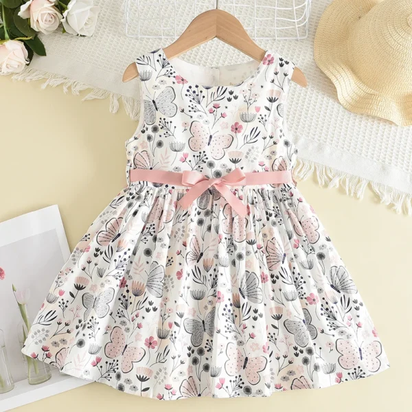 Melario Bow Girl Princess Dress New Summer Kid Girls Dress Floral Sweet Children Party Suits Butterfly Costume Children Clothing - Image 3