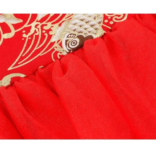 Fashion Red Girl Dress Summer Performance Kids Cheongsam Vestidos Baby Chinese Qipao Mesh Princess Dresses Children Clothing - Image 6