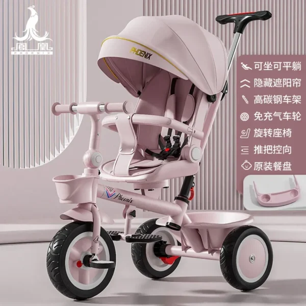 Children's Tricycle 1-3 Year Old Baby Pedal Walking Stroller Children's Lightweight Toy Handcart - Image 2