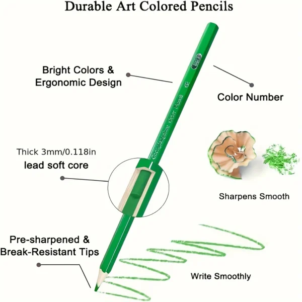 50/72-Piece Colored Pencil Set with Canvas Roll-Up Case - Perfect for Student Adult Coloring, Drawing, Sketching, and Crafting - Image 4