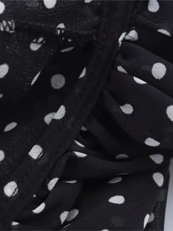 Cape Shirt With Tie Women Casual V Neck Lightweight Women's Blouse Polka Dot Lady Tops Long Sleeve Female Shirts & Blousers - Image 5