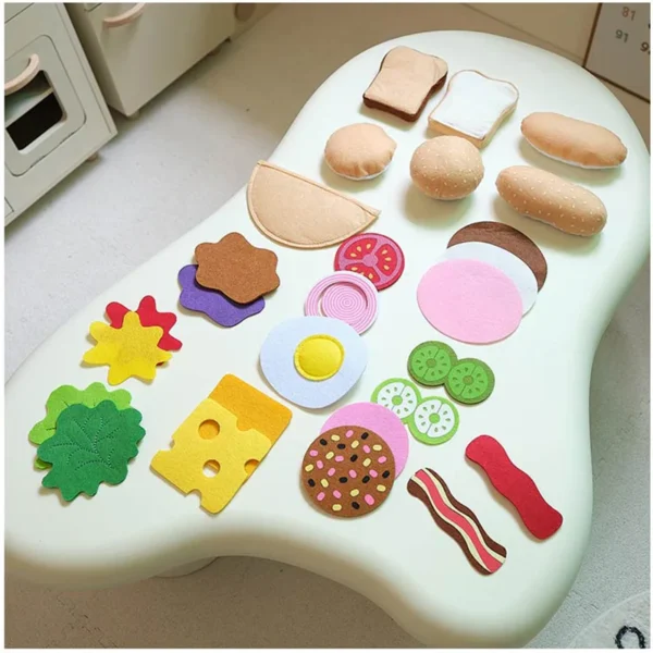 28pcs Felt Cloth Food toy Simulation Felt Food Hamburger Cloth Hot Dog set DIY Pretend Play Children Kitchen Role Play Toys Gift - Image 5