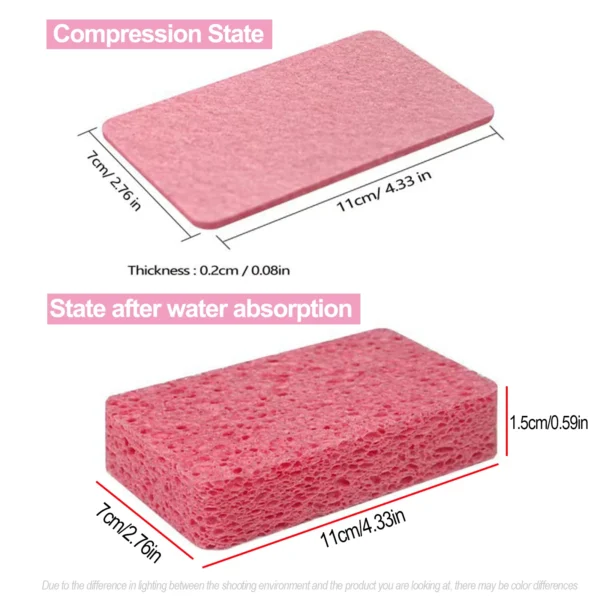 4/12Pcs Compressed Cellulose Sponges Non-Scratch Natural Dish Sponge, Dual-Sided Cellulose Sponge for Kitchen Bathroom Cars - Image 2