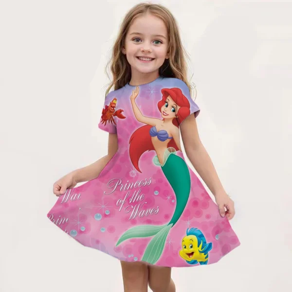 Cartoon Frozen Disneyland Trip Casual Dress for Little Girl Soft Princess Frock Kid Elsa Print Snow Queen A Line Summer Clothing - Image 6