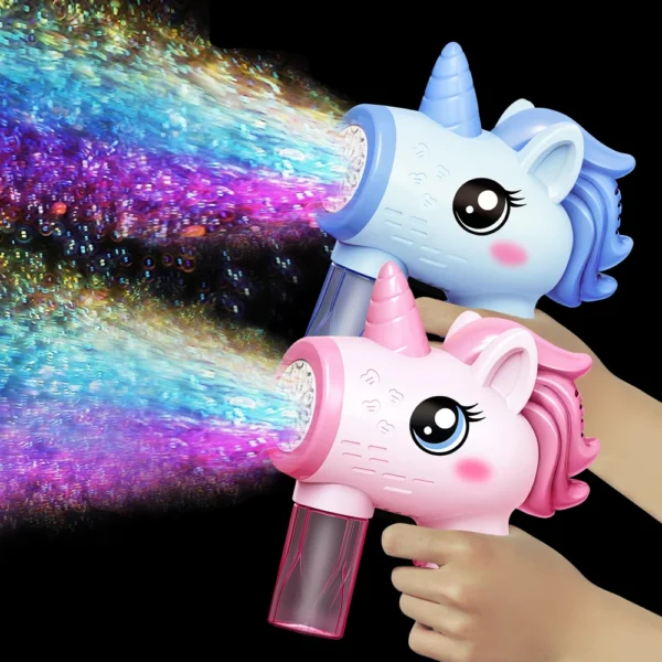 2025 Children Bubble Gun Toy UnicornFully Automatic Bubble Machine Bubbles Gun Outdoor Game Fantasy Toy for Boys Girls Gifts