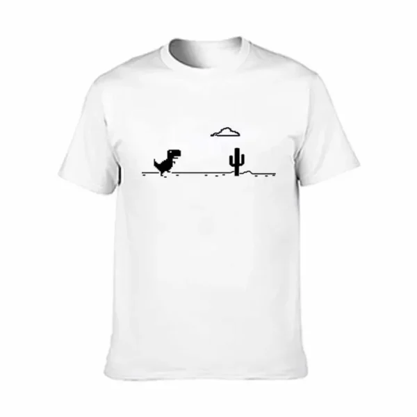 Mosaic Game Cactus Little Dinosaur Prints Men T-Shirts Creativity Street Funny Short Sleeve Casual All-math Mans Clothing - Image 2