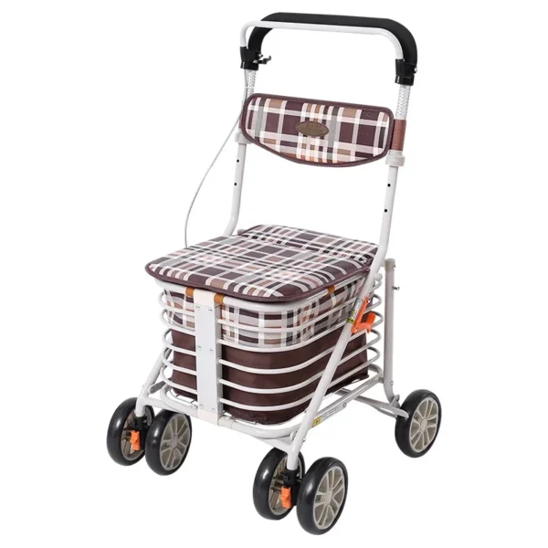 Four-wheel Walking Assist Rollator Walkers Lightweight Aluminum Folding Mobility Shopping Walkers Rollator Elderly Handcart - Image 4