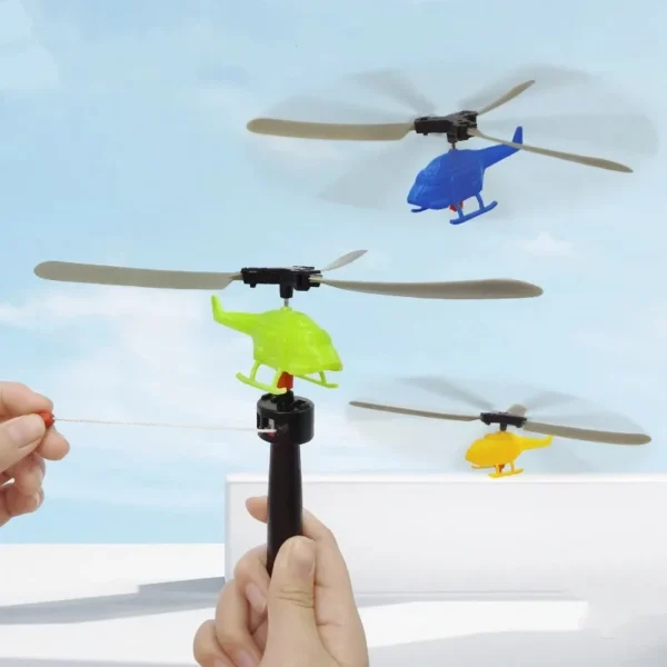 Kids Handle Cable Power Helicopter Cable Helicopter Outdoor Bamboo Dragonfly Fun Flying Toys Small Airplane Toy Color Random - Image 2