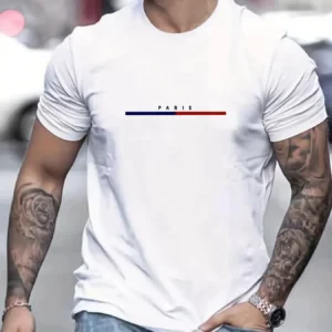 2025 New Digital Print Super Elastic Casual Short-Sleeved Men's Daily Party Home Social T-Shirt Solid Color Vintage Streetwear