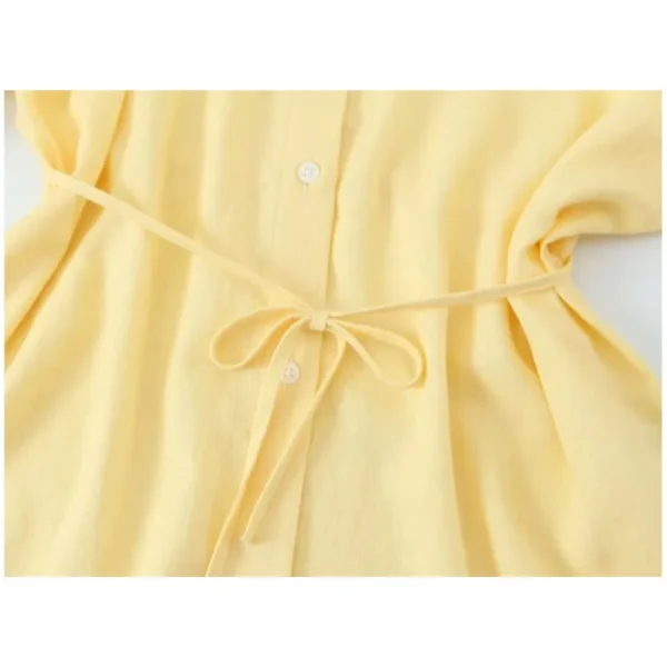 Women Oversize Shirt With Belt Spring Casual Linen Blend Long Sleeve Simple Female Shirts Women's Button Shirts & Blouse - Image 4