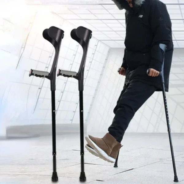 Adult Forearm Crutches (Pair) Walking Aids Foldable Travel Medical Crutch Lightweight Hand Adjustable Forearm Elbow Crutches