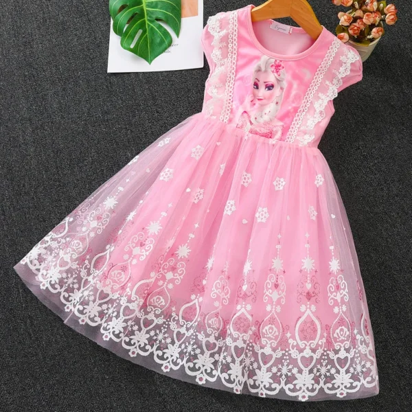 2024 New Girls Clothes Summer Flying Sleeve Kids Dress Party Baby Dresses for Children Clothing Frozen Elsa Princess Dresses - Image 3
