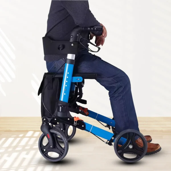 Rollstuhl Elderly Folding Aluminum Walker Rollator with Seat Folding Rollator Walker Rehabilitation Equipment for Patient Adult