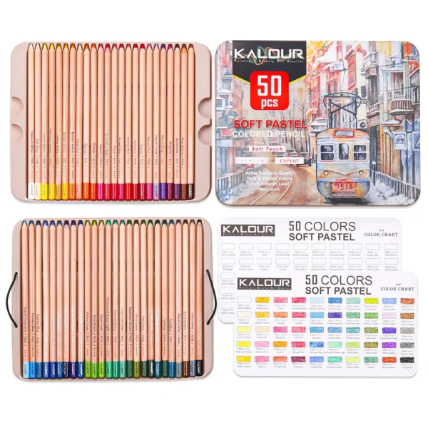 KALOUR 50 Piece Professional Soft Pastel Colored Pencil Wood Skin Tints Pastel Colored Pencils For Artist Coloring Art Supplies - Image 2