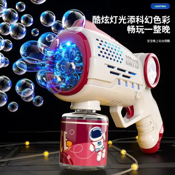 New Porous Astronaut Electric Bubble Gun Kid Toy Bubbles Machine Automatic Soap Blower with Light Summer Outdoor Party Games toy - Image 3