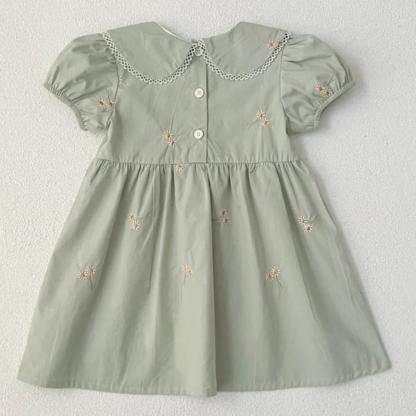 Girls Summer Dress Kids Princess Birthday Dresses Embroidered Daisy Dress Puff Sleeved Elegant Baby Children Clothes Vestidos - Image 5