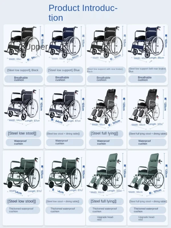 wheelchair for the elderly with toilet light portable folding multi-functional small manual old age walking trolley walkers - Image 3
