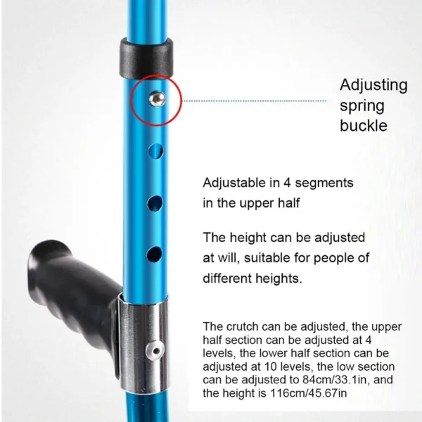Alloy Folding Crutch Adjustable Telescopic Underarm Cane Walking Stick For Elderly Disabled Trekking Multifunction Hiking Canes - Image 3