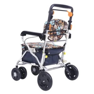 Folding Rollator Walker with Seat and Extra Wide Backrest shopping basket