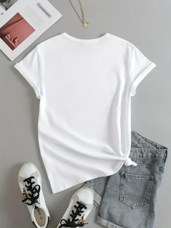 Cute Bear Print T-shirt Short Sleeve Crew Neck Casual Top For Summer & Spring Women's Clothing T Shirt Female Tops Streetwear - Image 4