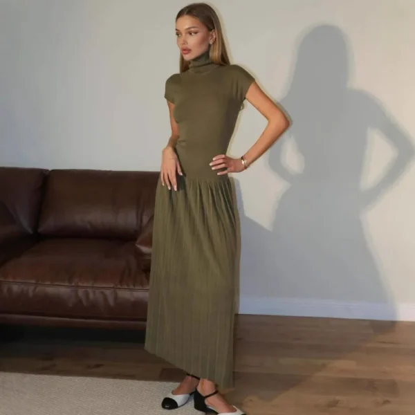 Black Knitted Long Dress for Women Fashion Turtleneck Slim Beach Holiday Dresses Elegant Basic Sleeveless Summer Dress 2025 - Image 4