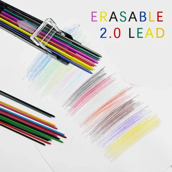 2.0mm Colors Mechanical Pencil Refill 2B Erasable Colorful Leads Art Painting Drawing Tools Students Stationery 12 Roots/Box - Image 4