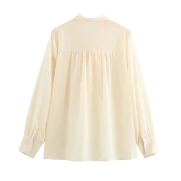 Women Lace Up Shirt Spring Lightweight V Neck Female Elegant Casual Shirts Lightweight Long Sleeve Female Shirts & Blouses - Image 2